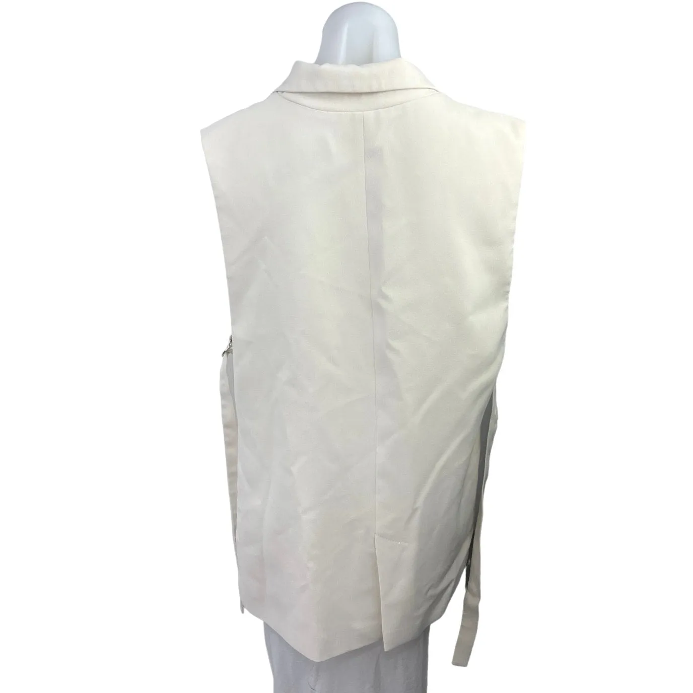 Zara White Sleeveless Tailored Vent Lapel Collar Waistcoat Vest Blazer Jacket M